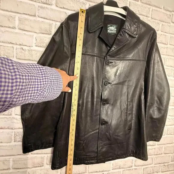 Roots Vintage Genuine Leather Jacket Black Women’s Large 90’s Y2K - Picture 6 of 7